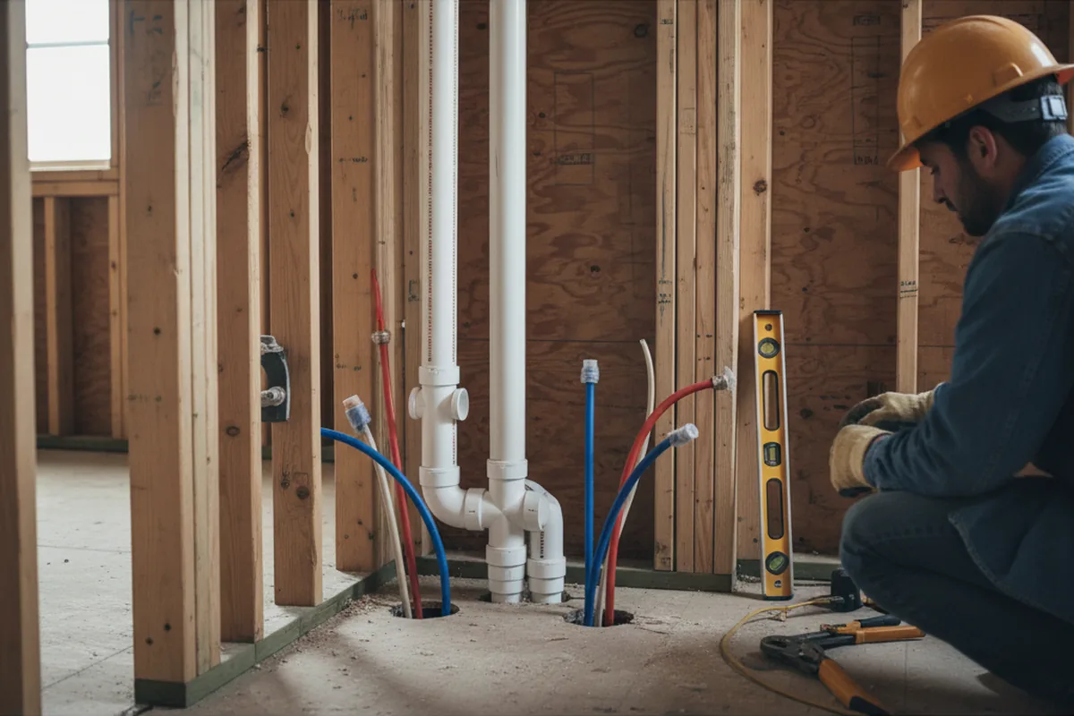 Drain and supply rough-in during Sump Pump Repair in Dyer